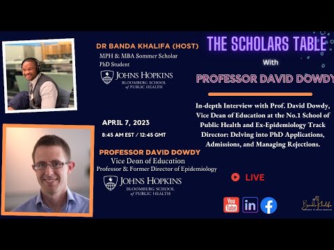 PhD Application Masterclass with Professor Dowdy of Johns Hopkins