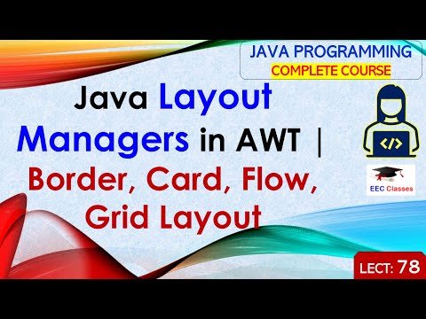 L78: Java Layout Managers in AWT | Border, Card, Flow, Grid Layout | Java Programming Lectures Hindi