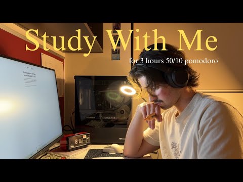 3 HOUR STUDY WITH ME | Rain sounds, Pomodoro, No music