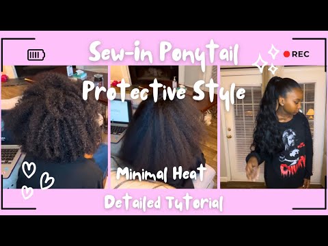 ✨ Sleek Sew-In Ponytail Detailed Tutorial On Natural Hair | Sew-In Edition ✨