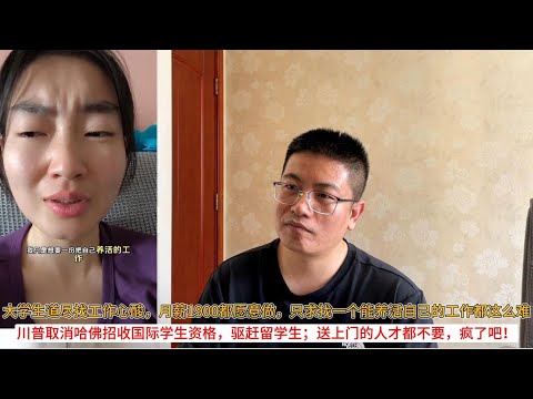 大学生道尽找工作心酸，月薪1900都愿意做，只求找一个能养活自己的工作都这么难；川普取消哈佛招收国际