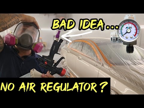 The PRO trick to spraying with NO air regulator. This is not good!  Always use a regulator 