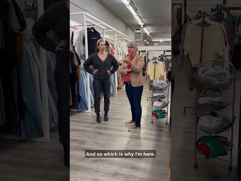 Downtown New Westminster clothing store owner Anita Dunn speaks with MLA Elenore Sturko
