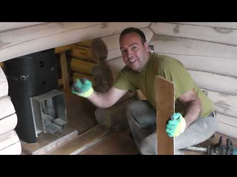 Монтаж банной печи в срубе.