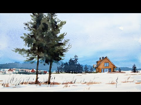 How to paint trees and distance in watercolor landscape painting