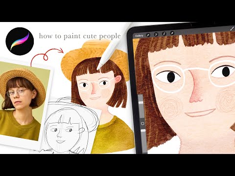 How to paint cute people in procreate, EASY procreate character illustration tutorial for beginners