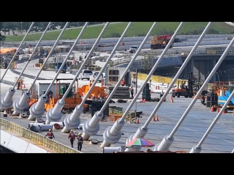 2025.10.06 淡江大橋工程 第2次飛行觀察 全線合攏後 施工進度概況觀察 空拍LIVE 直播