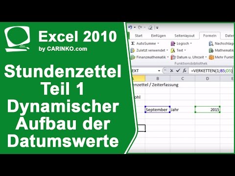 Stundenzettel Zeiterfassung in Excel erstellen Teil 1 - Dynam. Aufbau der Datumswerte - carinko.com
