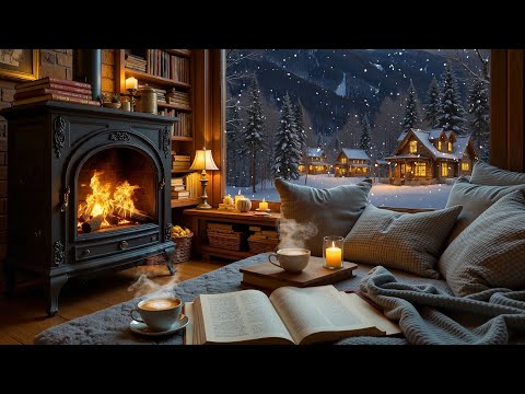 Relaxing Winter Café Jazz ❄️ Warm Piano & Fireplace Sounds for Study, Work & Chill
