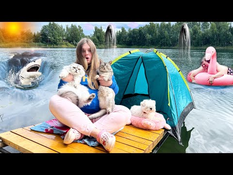 24 Hours in a Floating House on an Enchanted Lake with Cats and a Dog
