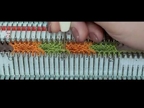 вяжем перчатки на двухфонтурной машине.