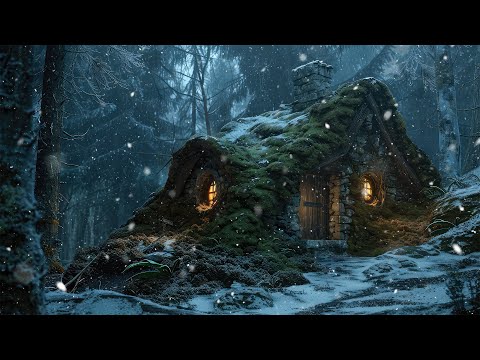 The Hidden Cottage of the Frosted Forest | Medieval Celtic Winter Ambience for Study & Focus