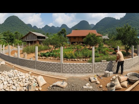 Building a Solid Brick Wall to Protect the Green Forest Farm from Wild Animals