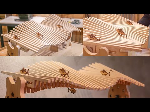 It took 5 days to make the wave machine , let's wave together!｜Automata Wooden Toy丨XiangMu Studio