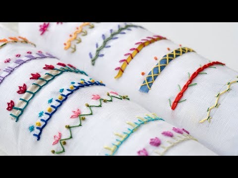14 Hand Embroidery Borders for Beginners | Basic Embroidery Stitches
