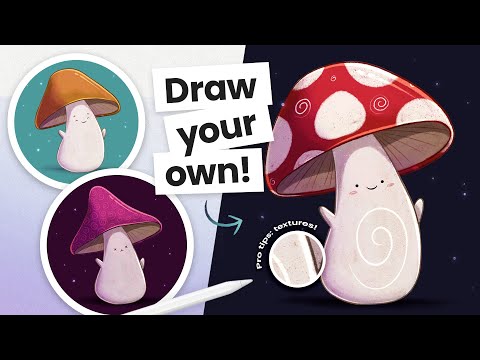 How To Draw A Mushroom & Add Texture To Your Illustrations 🍄