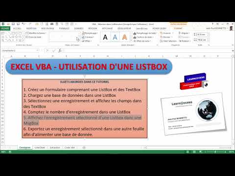 Excel VBA -  Comment utiliser la ListBox dans un Formulaire (Module 2)