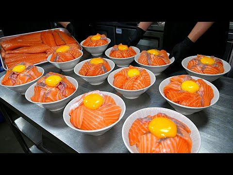 Wow! Using 500kg of salmon a month! Legendary Japanese salmon rice bowl  Master / Korean Street Food