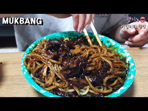 Real Mukbang:) The Original “JJajangmyeon” Black Bean Noodle (ft. Fried dumplings, Shallot kimchi)