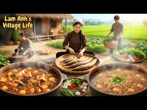 Harvesting And Cooking Vlog 2:Cook Loach And Braised Fish With Delicious Fish Sauce To Eat With Rice