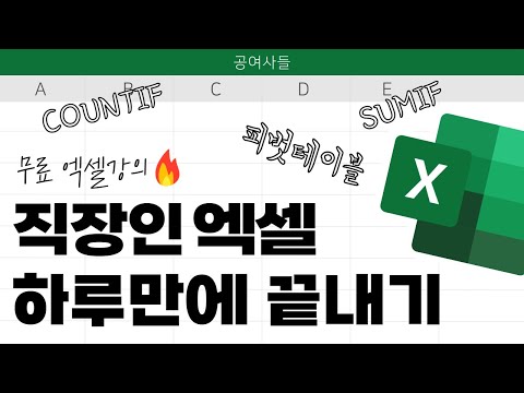 하루만에 끝내는 직장인 엑셀강의.. 회사에서 안꿀리게 핵심만 빠르게 습득!