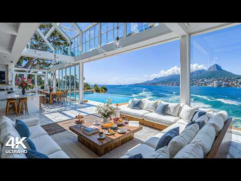 Luxury Seaside Apartment Ambience 🌊 Happy Morning Bossa Nova Jazz & Crashing Waves to Uplift, Unwind