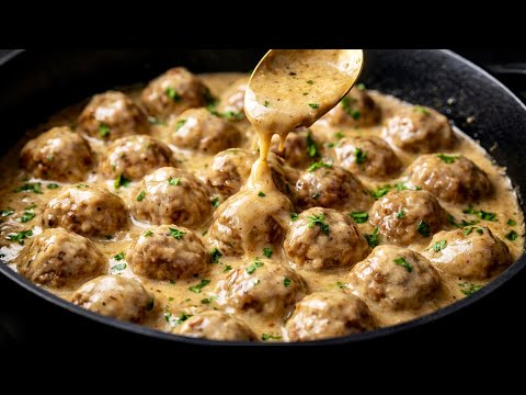 Next Level Melt in the Mouth Meatballs in the Richest Creamy Gravy 🔥