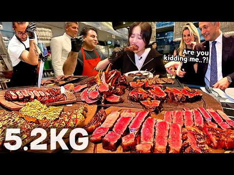 Can I Finish 5.2kg Steak?! No One Believed It at Istanbul Salt Bae Restaurant Golden Steak Mukbang!