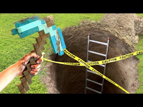 I dug a real hole using ONLY a Toy Minecraft pickaxe