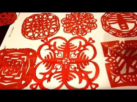 Simple Origami & Paper Cutting - DIY Chinese New Year Decorations 🏮 - ‘春’ 剪纸,窗花步骤 - 过年啦, 剪个窗花吧