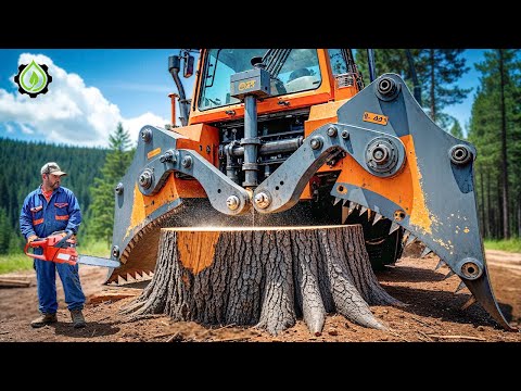 Extreme Dangerous Fastest Big Chainsaw Cutting Tree Machines | Monster Stump Removal Excavator #123