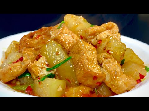 冬瓜和豆腐搭配才好吃，不炒也不煮，岀鍋鮮嫩多汁，全家人都愛吃【阿朝哥美食 】#冬瓜炒豆腐 #冬瓜豆腐食譜 #wintermelon