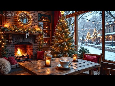 Winter Coffee Shop Ambience ❄️☕Smooth Jazz Music & Christmas Jazz