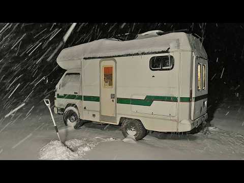 Blizzard Camping in my Japanese Van