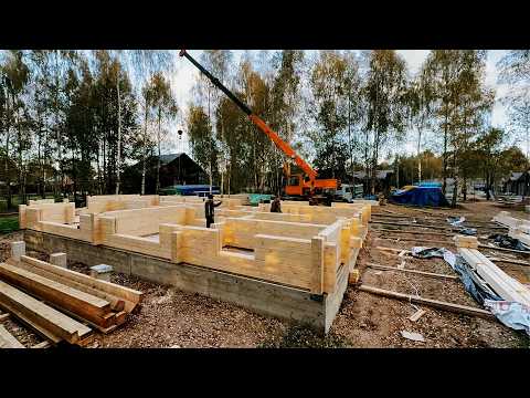 Процесс сборки дома из КЛЕЕНОГО бруса