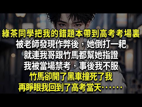 綠茶同學把我的錯題本帶到高考考場裏。被老師發現作弊後，她倒打一耙。就連我哥跟竹馬都幫她指證。我被當場禁考，事後我不服。竹馬卻開了黑車撞死了我。再睜眼我回到了高考當天。#小說 #言情 #戀愛