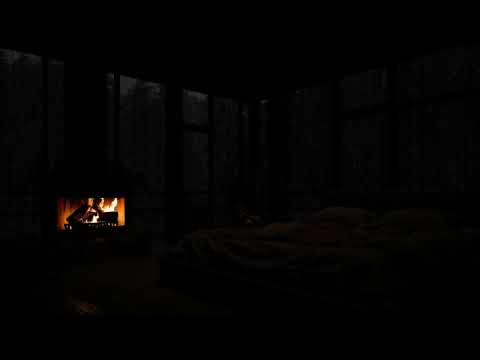 DEEPEST HEALING SLEEP(No Ads)💦Strong Rain - Thunderstorm Sounds😴Warm Fire | Relaxation & Calm Nights