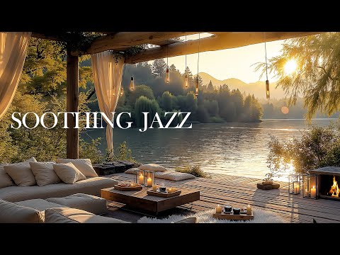 Cozy Sunset Porch by the Lakeside 4K ☕ Coffee Harmony of Smooth Jazz for Relax & Study