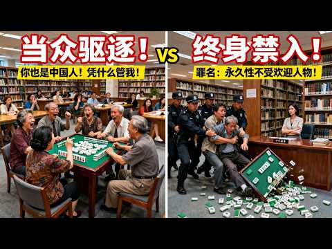 “你也是中國人！”八人大爺大媽團霸占圖書館打麻將，華裔館長一番話，讓他們全團被保安當眾驅逐並終身禁入！