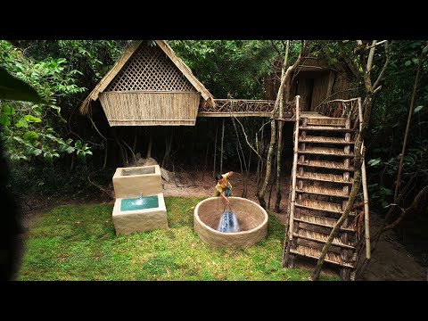 Survival Girl, Building a Private Mini Village on Treehouse in Jungle Quiet