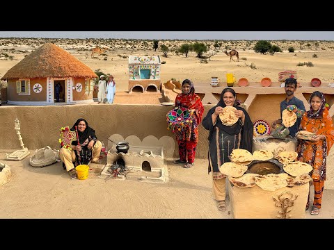 Authentic Morning Routine of Desert Village Women | Traditional Tandoori Roti | Desert Food Cooking