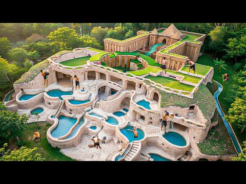 200 Days Building a Luxury Underground Palace with Multi-Level Pools Using Primitive Tools