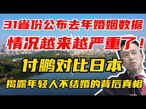 31省份公布去年婚姻数据，情况越来越严重了！付鹏对比日本，揭露年轻人不结婚的背后真相！