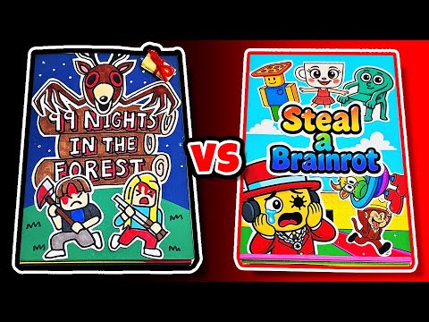 99 Nights in the Forest Roblox Game Book 🌳🐾 vs STEAL A BRAINROT GAME BOOK👾 (➕ 13 Mini Games)