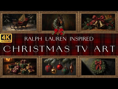 Ralph Lauren Inspired Christmas TV Art Screensaver | Gold Picture Frame Moody Winter Holiday | 4K