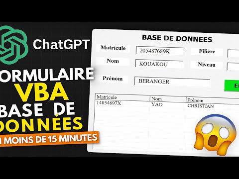 Créer un Formulaire Base de Données VBA avec ChatGPT en 15 Minutes !