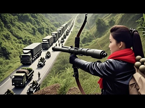 The beautiful archer ambushed on the hilltop and attacked the Japanese army with rockets