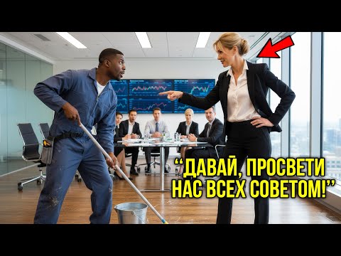 Женщина-Миллиардер В Шутку Попросила Уборщика Дать Совет По Сделке — И Побледнела, Услышав Ответ