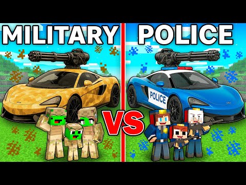 Mikey Military vs JJ Police Family Secret SUPER CAR Battle in Minecraft - Maizen