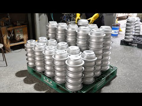 A Korean factory that breaks giant rocks and pours aluminum to make stone pots